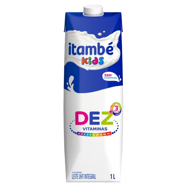 Encontraproduto.com.br - Leite UHT Integral Itambé Kids Dez Vitaminas Caixa com Tampa 1l