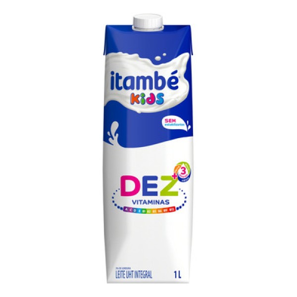 Encontraproduto.com.br - Leite UHT Integral Itambé Kids Dez Vitaminas Caixa com Tampa 1l