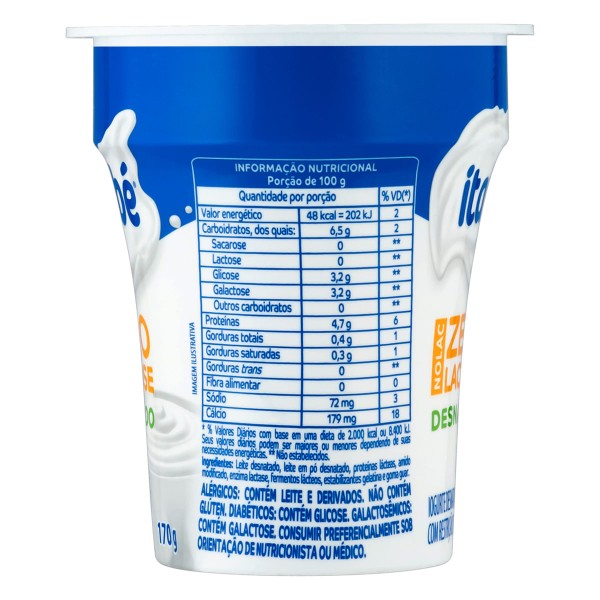Encontraproduto.com.br - Iogurte Natural Itambe Nolac 170g Sem Lactose Desnatado