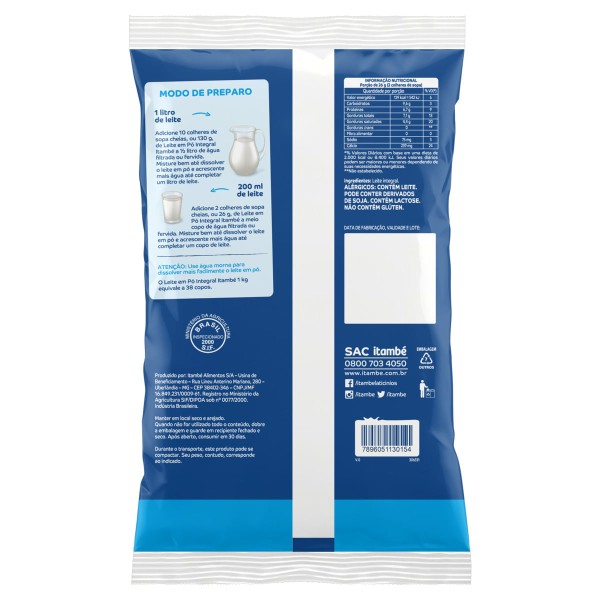 Encontraproduto.com.br - Leite em Pó Itambé Integral Pacote com 1kg