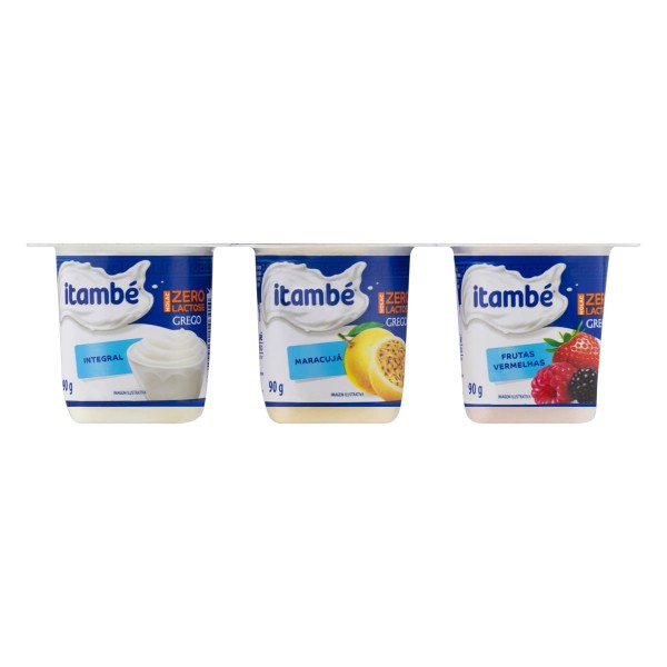 Encontraproduto.com.br - Iogurte Sem Lactose Itambé Nolac Grego 3 Sabores Bandeja com 6 Unidades 90 g cada