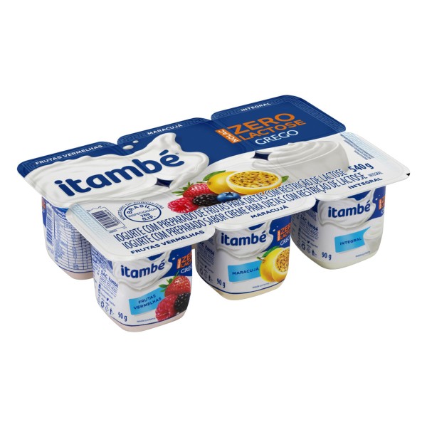 Encontraproduto.com.br - Iogurte Sem Lactose Itambé Nolac Grego 3 Sabores Bandeja com 6 Unidades 90 g cada