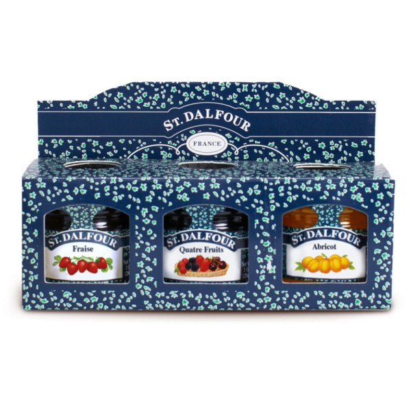 Encontraproduto.com.br - Geleia St Dalfour Mini Trio Morango, Frutas Vermelhas e Damasco 28g | Com 3 Unidades