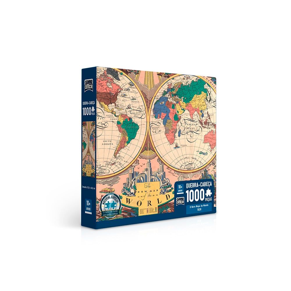 Encontraproduto.com.br - Quebra Cabeça 1000 Peças O Novo Mapa Do Mundo 1928 Toyster 002763