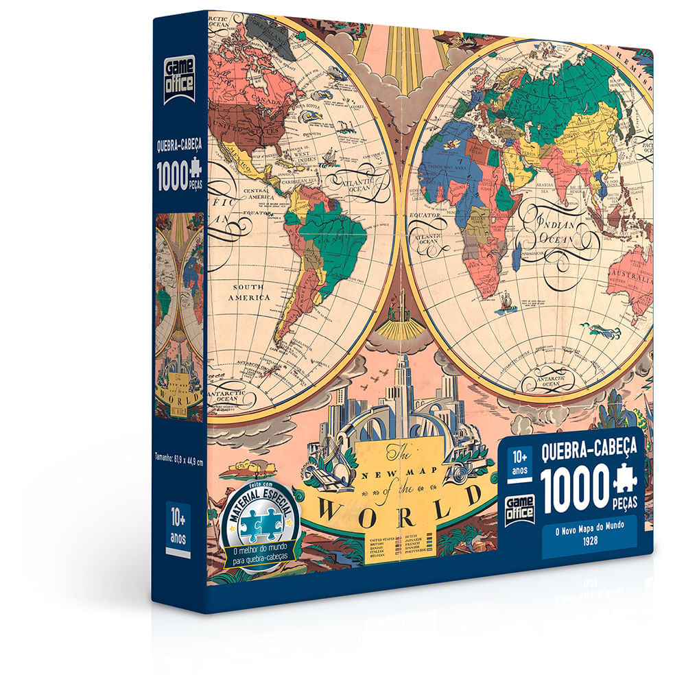 Encontraproduto.com.br - Quebra Cabeça 1000 Peças O Novo Mapa Do Mundo 1928 Toyster 002763