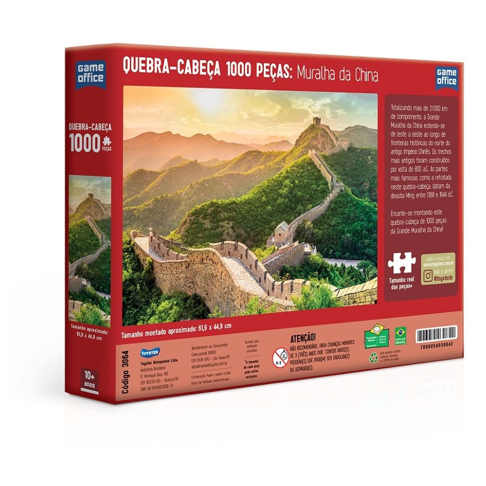 Encontraproduto.com.br - Quebra Cabeça 1000 Peças Muralha Da China Toyster 003064
