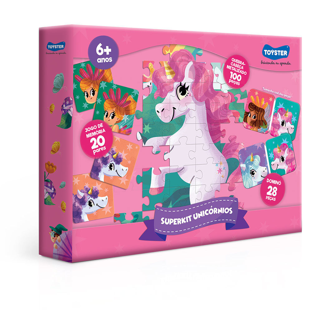 Encontraproduto.com.br - Super Kit Metalizado Com 3 Jogos Unicórnios - Toyster