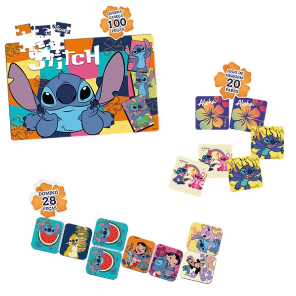 Encontraproduto.com.br - Super Kit de Jogos 3 em 1 Stitch Toyster 3237