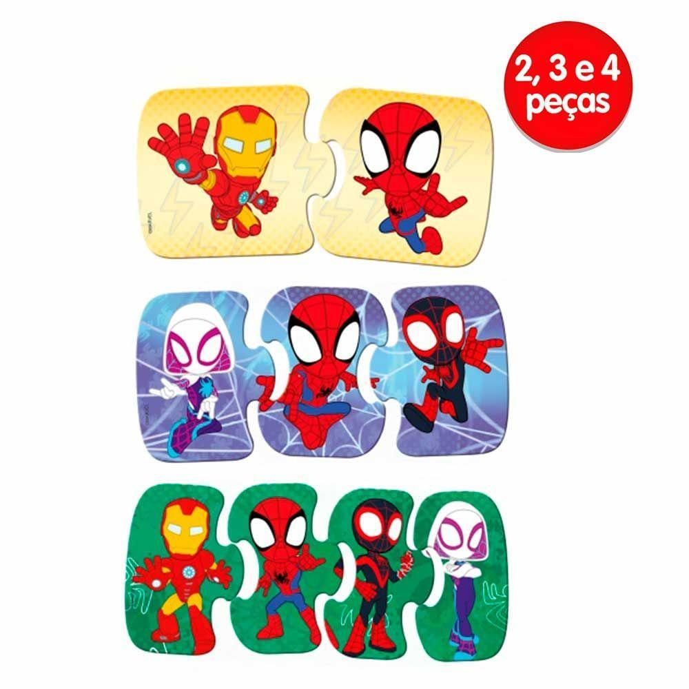 Encontraproduto.com.br - Quebra-cabeça Progressivo - 2, 3 E 4 Peças - Spidey - Toyster