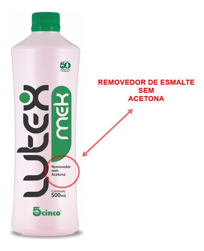 Encontraproduto.com.br - Removedor De Esmalte A Base De Acetona 5cinco Lutex Ap Eco 500ml