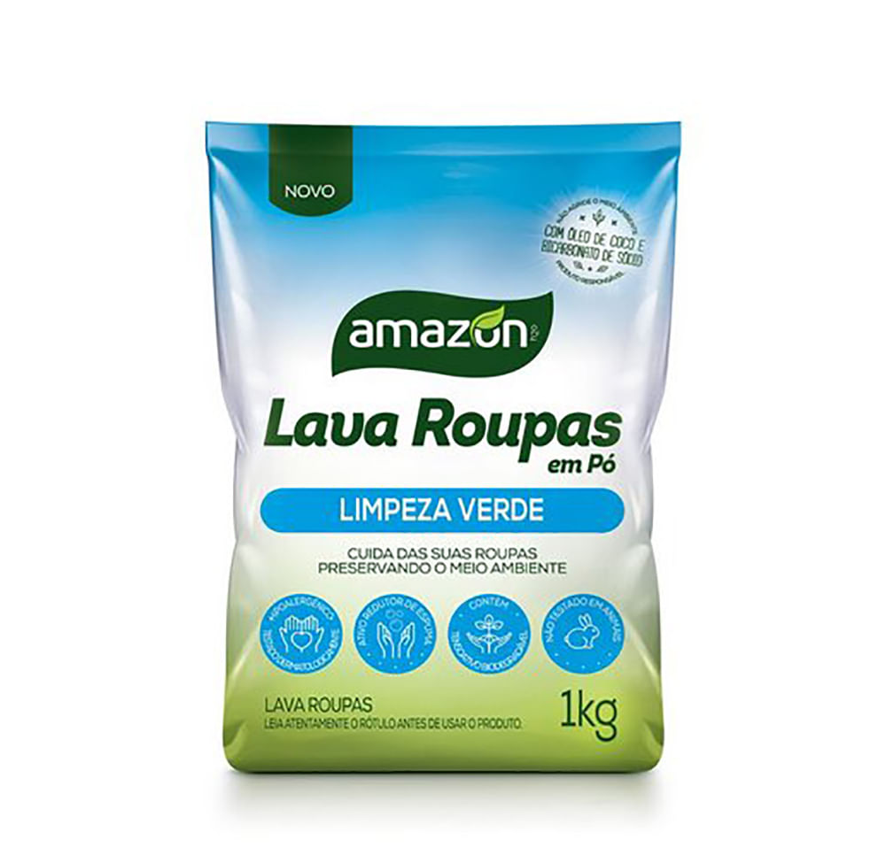 Encontraproduto.com.br - Lava Roupa Em Pó Amazon H2o Com Óleo De Coco E Bicarbonato De Sódio 1kg