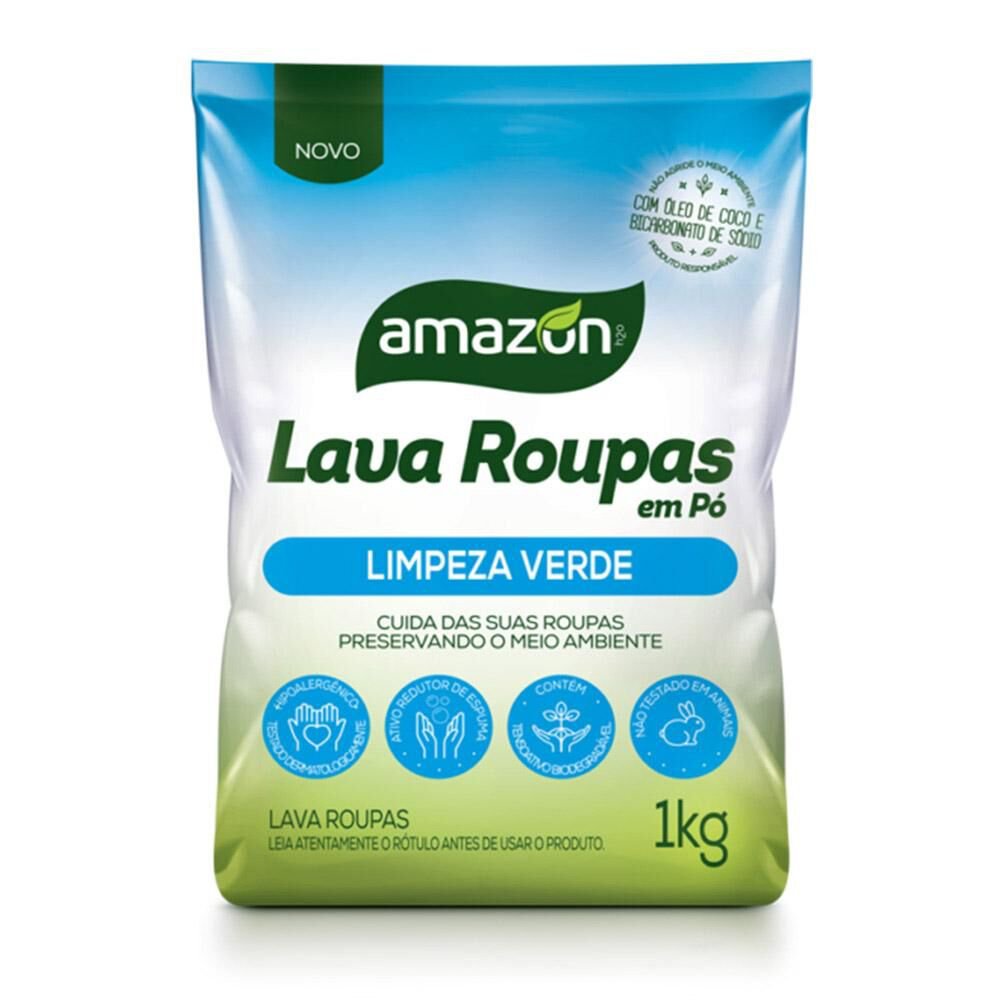 Encontraproduto.com.br - Lava Roupa Em Pó Amazon H2o Com Óleo De Coco E Bicarbonato De Sódio 1kg