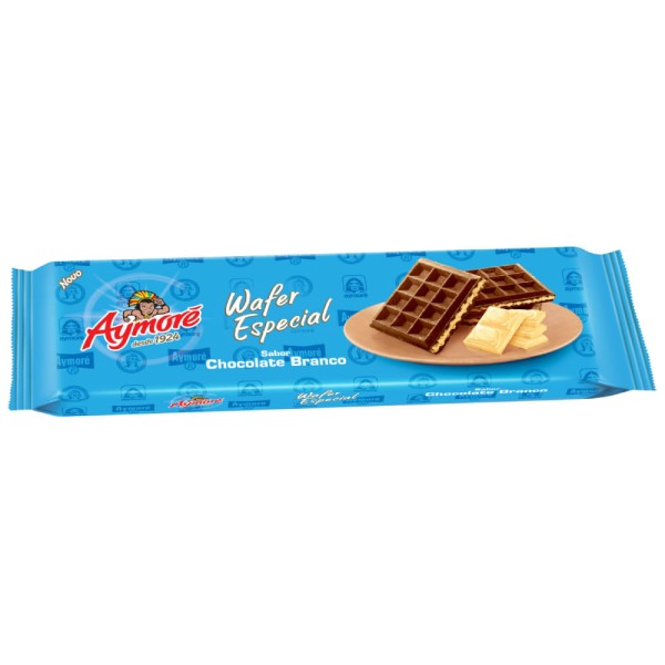 Encontraproduto.com.br - Biscoito Wafer  Especial Aymoré Chocolate Branco Pacote 80g