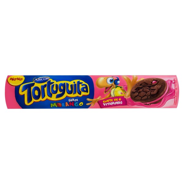 Encontraproduto.com.br - Biscoito Recheio Morango Tortuguita Pacote 130 g