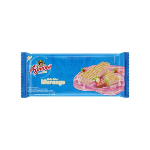 Encontraproduto.com.br - Biscoito Wafer Recheio Morango Aymoré Pacote 115g