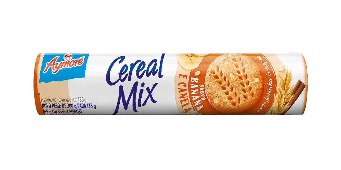 BISCOITO AYMORE CEREAL MIX BANANA E CANELA 135G