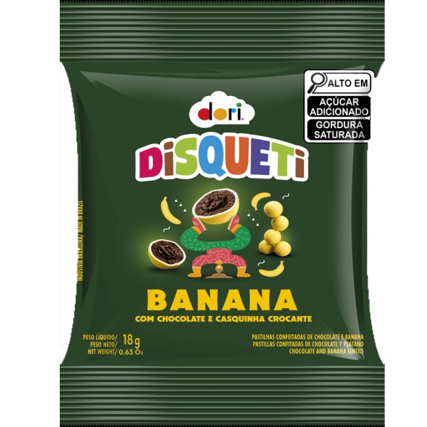 Encontraproduto.com.br - Disqueti Banana Com Chocolate 16x18g Display 288g Dori