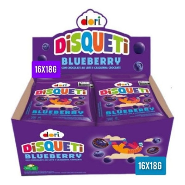 Disqueti Blueberry Com Chocolate Ao Leite 16x18g Display 288g Dori