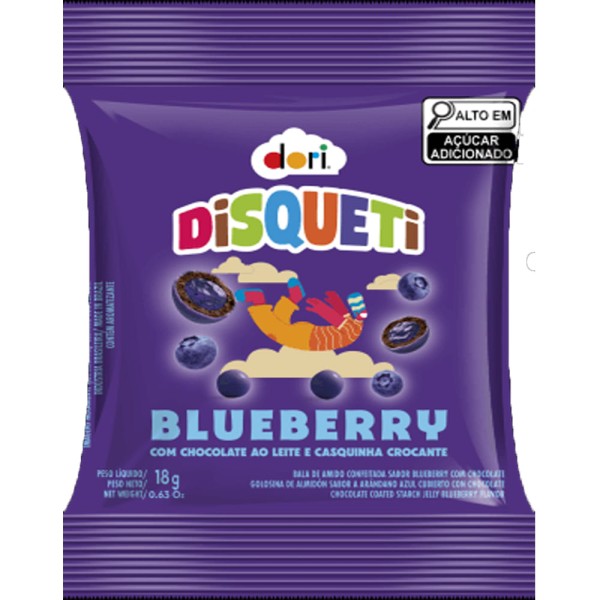 Encontraproduto.com.br - Disqueti Blueberry Com Chocolate Ao Leite 16x18g Display 288g Dori