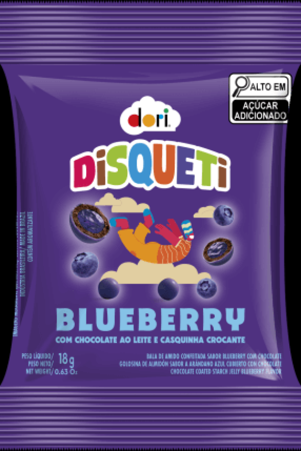 Encontraproduto.com.br - Disqueti Blueberry Com Chocolate Ao Leite 16x18g Display 288g Dori