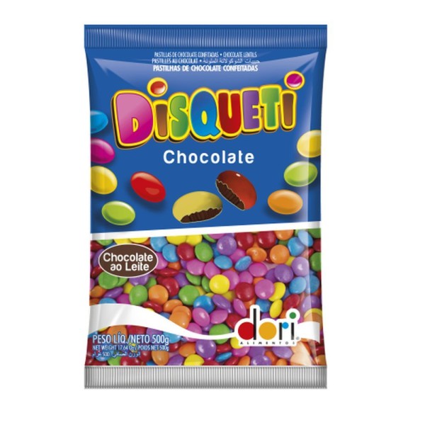 Encontraproduto.com.br - Confeito de Chocolate Colorido Disqueti 500g - Dori