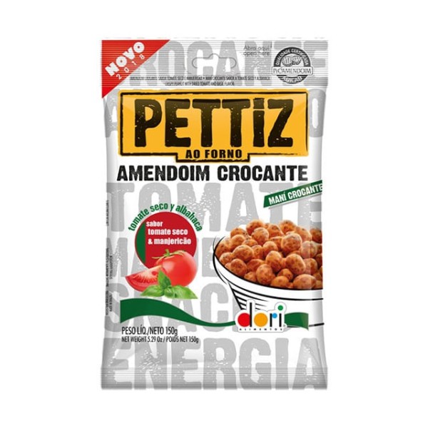 Encontraproduto.com.br - Amendoim Crocante Tomate Seco e Manjericão Pettiz 150g