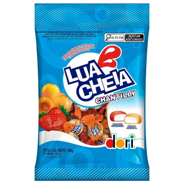 Bala Mastigável Recheada Lua Cheia Chantilly 100g - Dori
