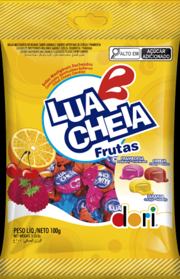 Encontraproduto.com.br - Bala Mastigável Recheada Lua Cheia Chantilly 100g - Dori