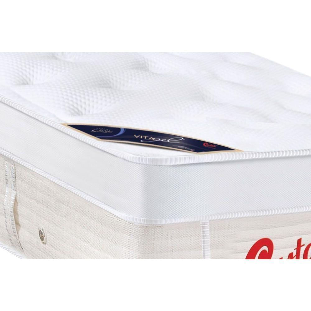 Cama Box Queen: Colchão Molas Ensacadas Castor Pocket Gold Star Vitagel + Base White(158X198)