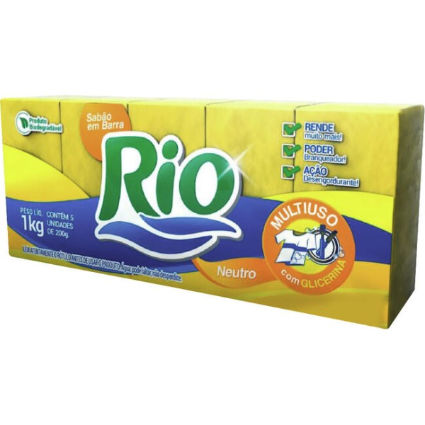 Encontraproduto.com.br - Sabão em Pedaço Rio Neutro Pacote com 5x200g
