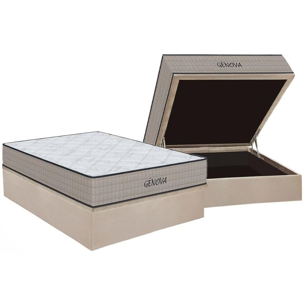 Encontraproduto.com.br - Cama Box Casal: Colchão Espuma D45 Orthoflex Genova + Base Crc Suede Clean(138X188)