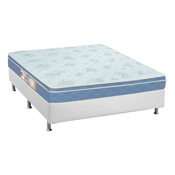 Cama Box Casal: Colchão Espuma D45 Castor Sleep Max + Base Crc Courano White(138X188)