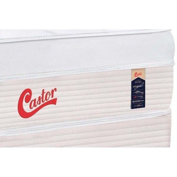 Encontraproduto.com.br - Cama Box Baú Solteiro: Colchão Molas Ensacadas Castor Pocket Gold Star Vitagel Slx Double Face + Base Crc Courano White(88x188)