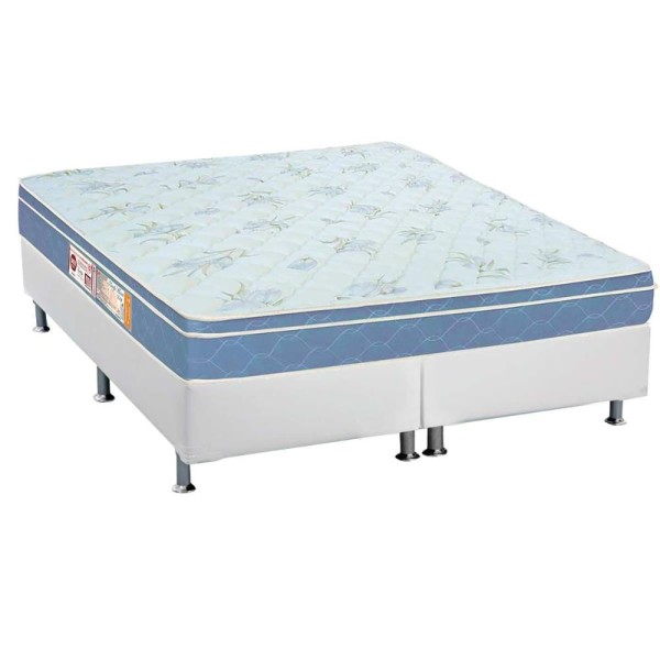 Encontraproduto.com.br - Cama Box Queen: Colchão Espuma D45 Castor Sleep Max + Base Crc Courano White(158X198)