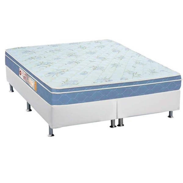 Encontraproduto.com.br - Cama Box Queen: Colchão Espuma D45 Castor Sleep Max + Base Crc Courano White(158X198)