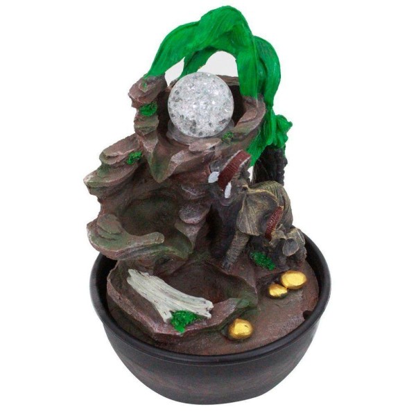 Encontraproduto.com.br - Fonte De água Decorativa Elefantes Cascata Luz De Led Bivolt