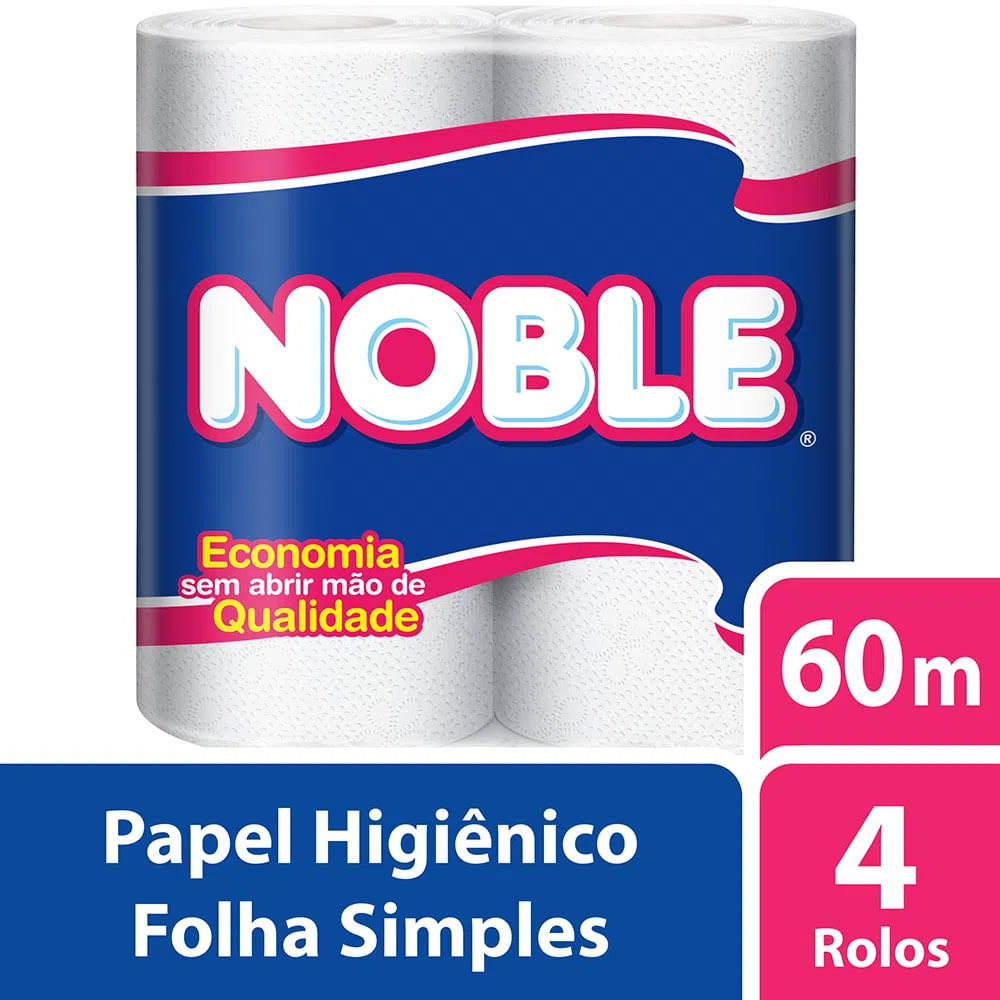 Papel Higiênico Folha Simples Noble 60m 4 Rolos
