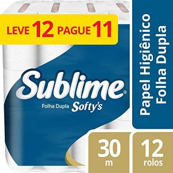 PAPEL HIGIENICO SUBLIME FOLHA DUPLA LEVE 12 PAGUE 11 30M