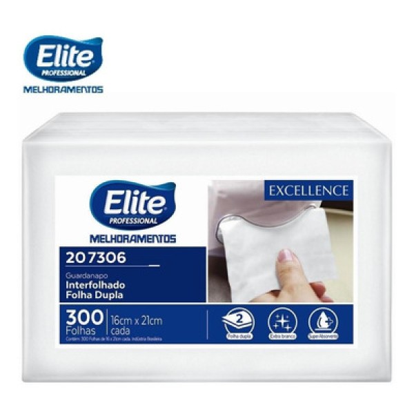 Guardanapo Interfolhado Folha Dupla Excellence Elite Professional Pacote com 300 Folhas