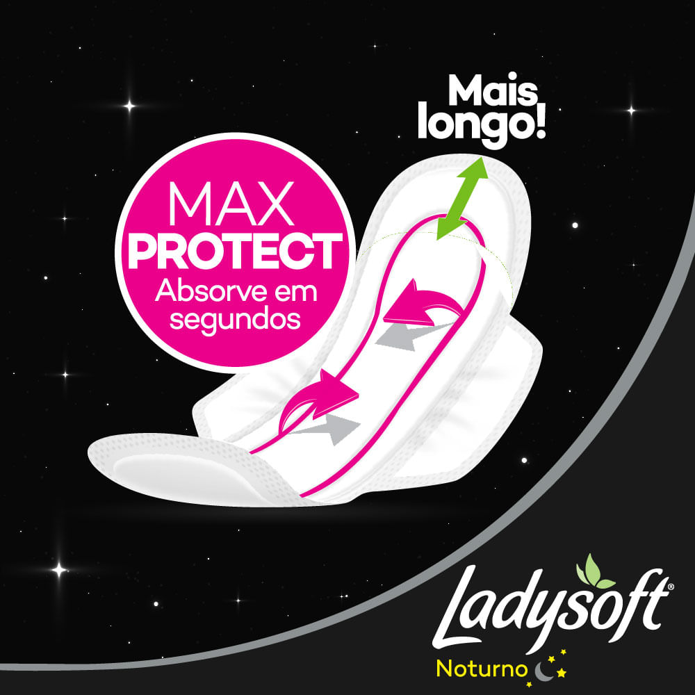 Encontraproduto.com.br - Absorvente Lady Soft Noturno Suave com Abas com 8 Unidades