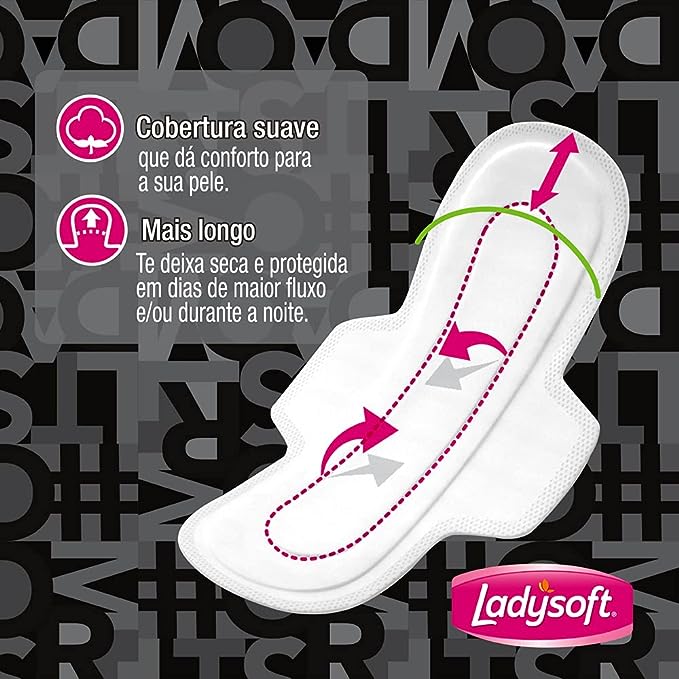 Encontraproduto.com.br - Absorvente Ladysoft Noturno Suave com Abas com 16 unidades