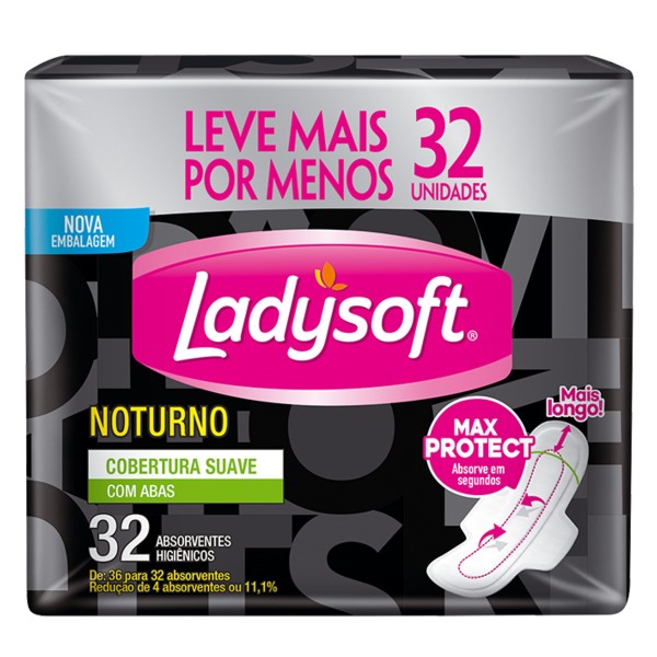 Absorvente  Ladysoft Noturno Suave Com Abas 36 Unids