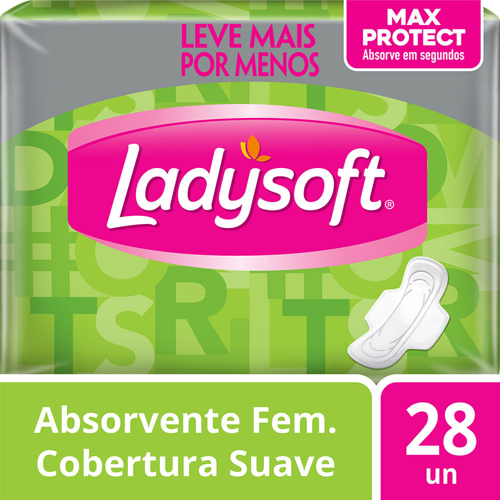 Encontraproduto.com.br - Absorvente Externo Ladysoft Normal Cobertura Suave com Abas Com 32 Unidades