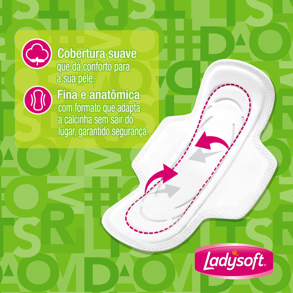 Encontraproduto.com.br - Absorvente Externo Ladysoft Normal Cobertura Suave com Abas Com 32 Unidades