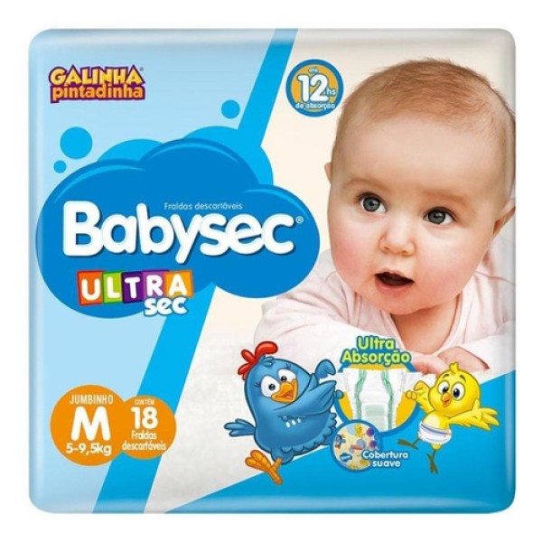 Fralda Descartável Babysec Ultra Jumbinho M c/ 18 Unid