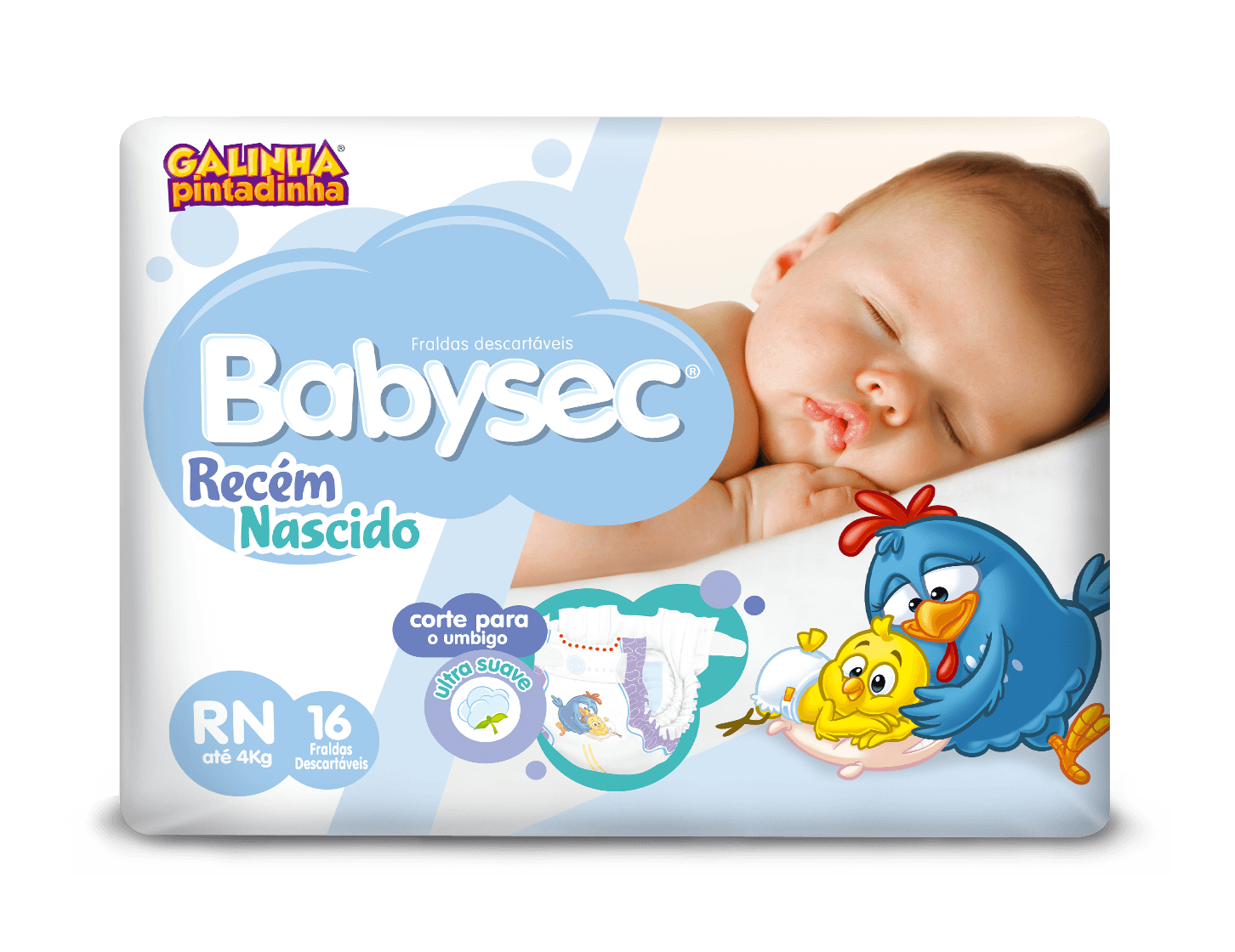 Fralda Babysec Galinha Pintadinha Recém-Nascido Tamanho RN 16 Unidades