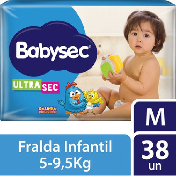 Fralda Descartável BabySec Mega M Pacote com 38 unidades