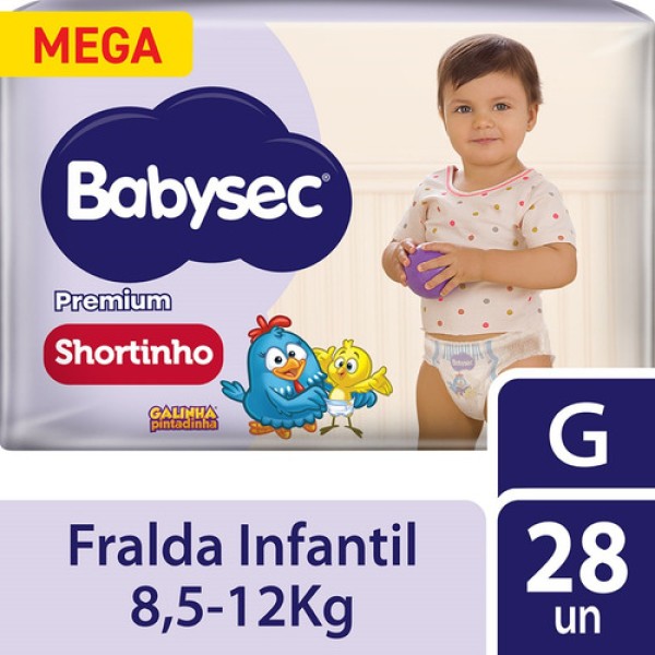 Fralda Descartável Babysec Shortinho Mega Premium G C/ 28 Unid