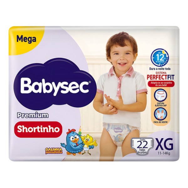 Fralda Babysec Shortinho Pants Galinha Pintadinha XG com 22 unidades