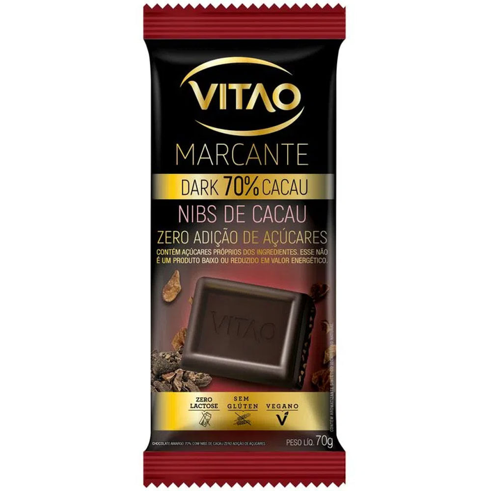 Encontraproduto.com.br - Chocolate Vitao Zero Nibs 70% Zero 70g